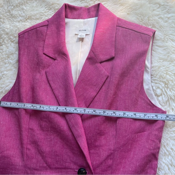 NEW R.G. Kane Harlow Jacket Dress Tuxedo FLAX Linen Cotton Sz L Fuchsia Pink - Picture 11 of 17